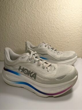 Hoka Women's White Running Shoes with Blue and Purple Accents